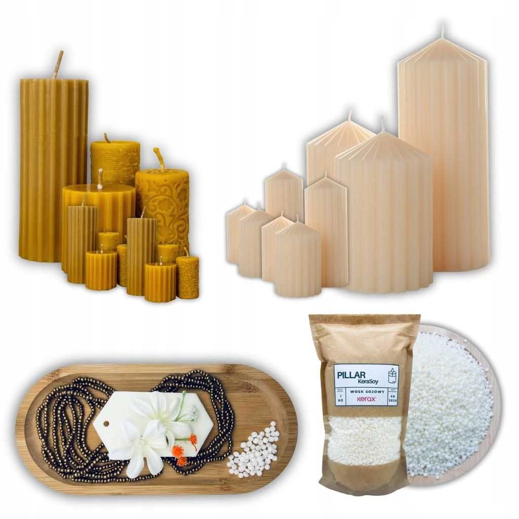 Naturalny wosk sojowy do świec, wosków Kerax Pillar 4120, 1kg pastylki