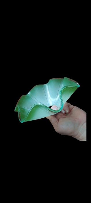 2 sztuki kloszy szklanych zielono-białych PRL