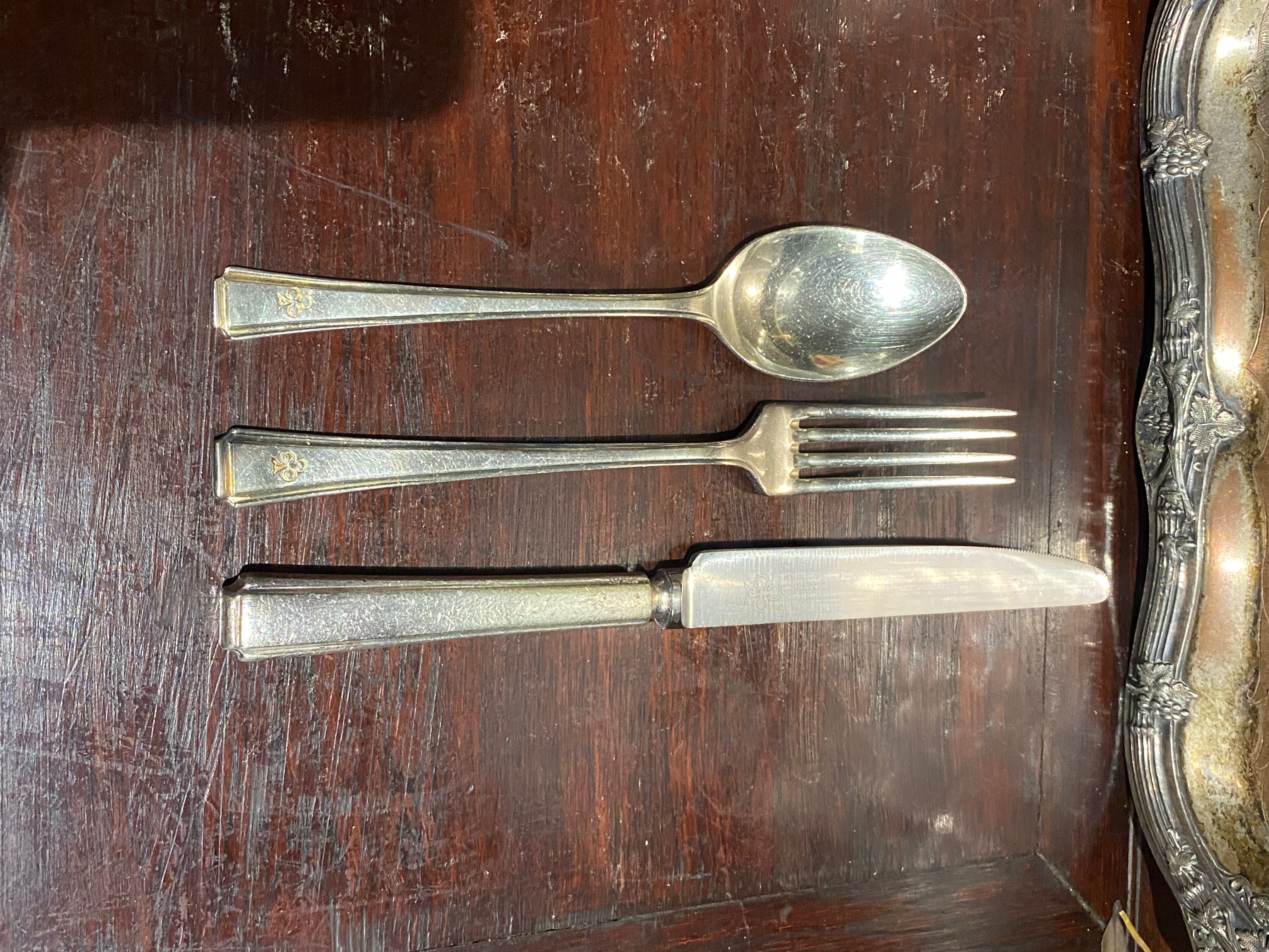 Seis Facas Christofle Banho Prata França 24,2 cm Anos 60