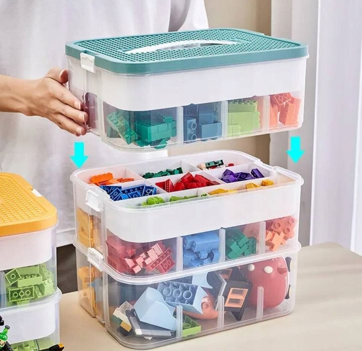 Pojemnik na Klocki 3 Warstwowy Pietrowy LEGO Organizer z przegródkami