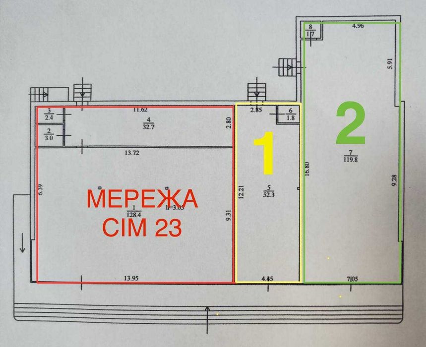 Оренда ФАСАДНОГО комерційного приміщення 54,1 м.кв. в ЦЕНТРІ м. САРНИ