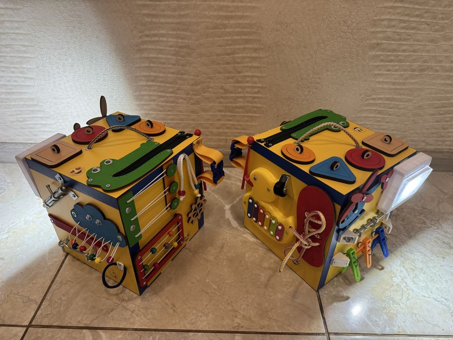 НОВИЙ Музичний жовто-синій бізікуб з КСИЛОФОНОМ ТА СВІТЛОМ