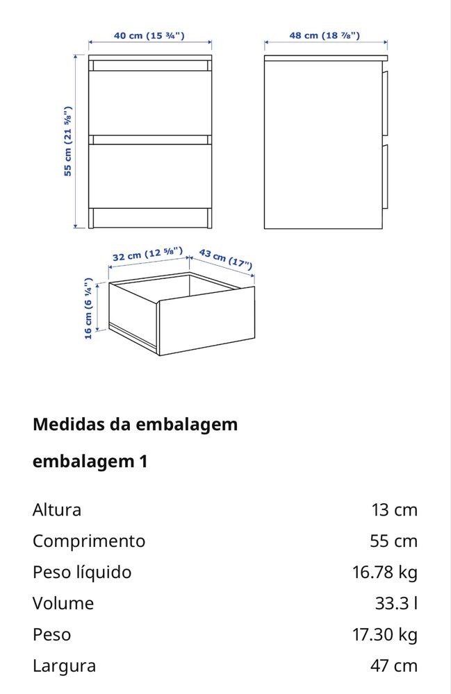 MALM Mesa de cabeceira IKEA preta