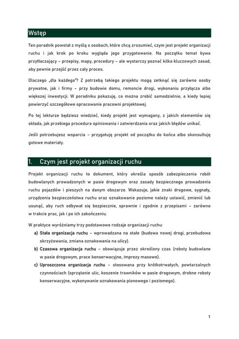 Projekt organizacji ruchu – Poradnik dla każdego | PDF do pobrania