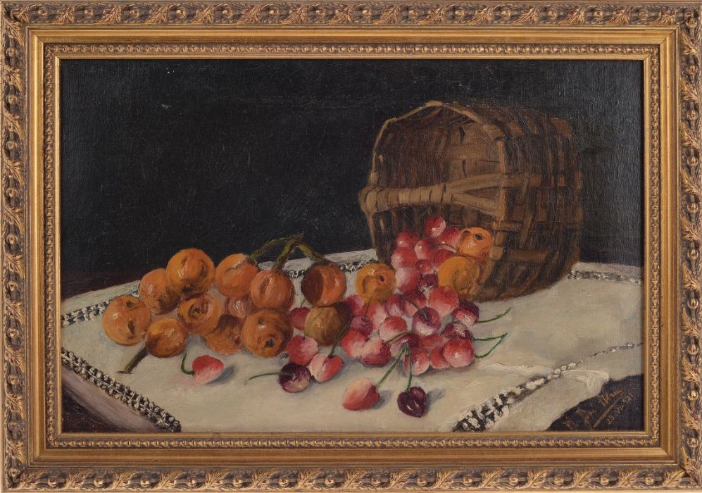 Quadro antigo - pintura sobre vidro