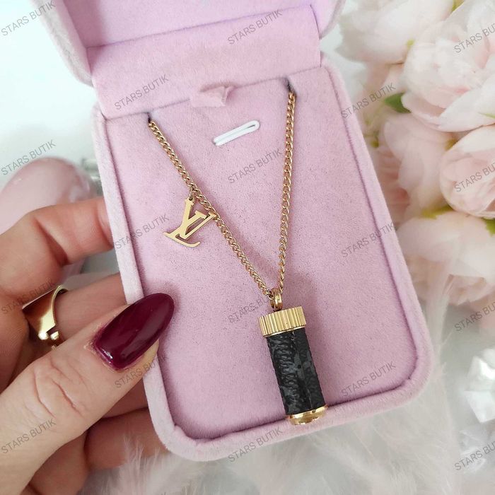 Długi łańcuszek naszyjnik L*V flakonik epileather stal 316L unikat