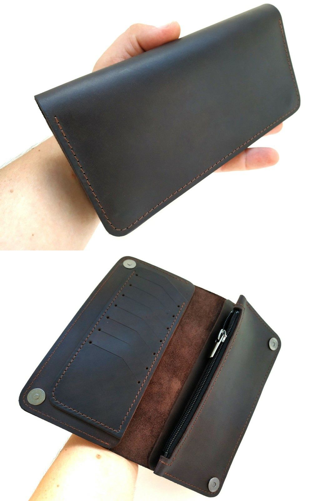 Шкіряний гаманець на магнітах Ручна робота