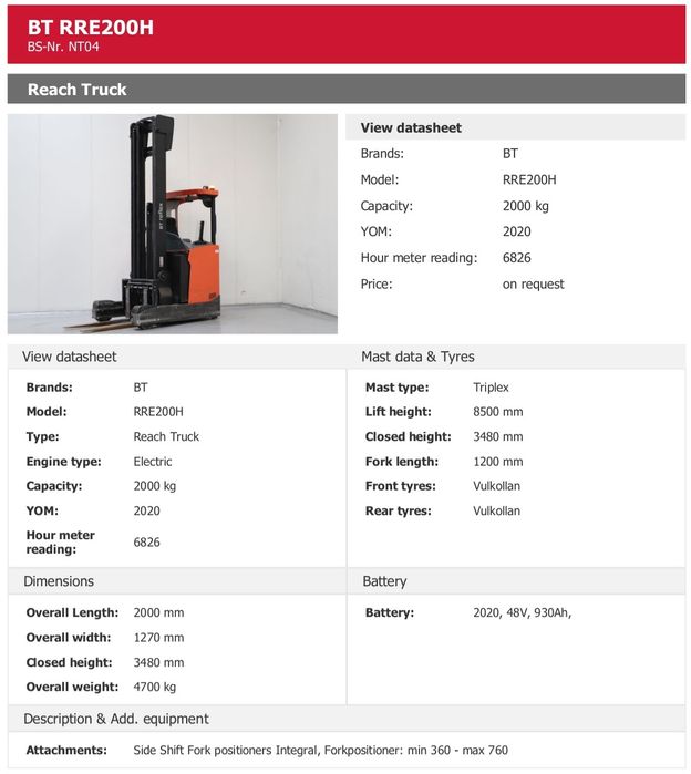 Річтрак електроштабелер 8.5 м TOYOTA RRE200H  2020 р штабелер тойота