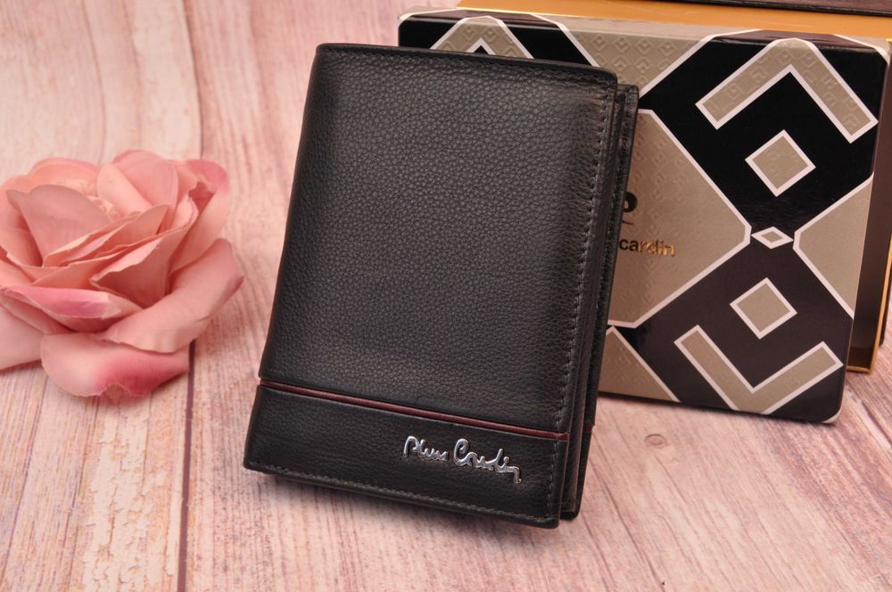 Pierre Cardin portfel męski skórzany Nero/Rosso nowość super oferta