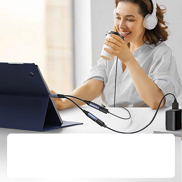 Adapter Dac 2w1 Joyroom Sy-c03 Usb-c do 2x Usb-c - czarny