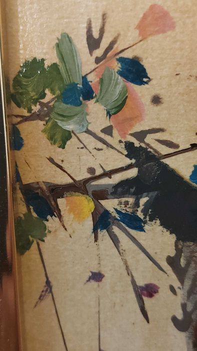 Obraz Shoo-Ching Wan – kwiaty, 26×22 cm, sygnowany