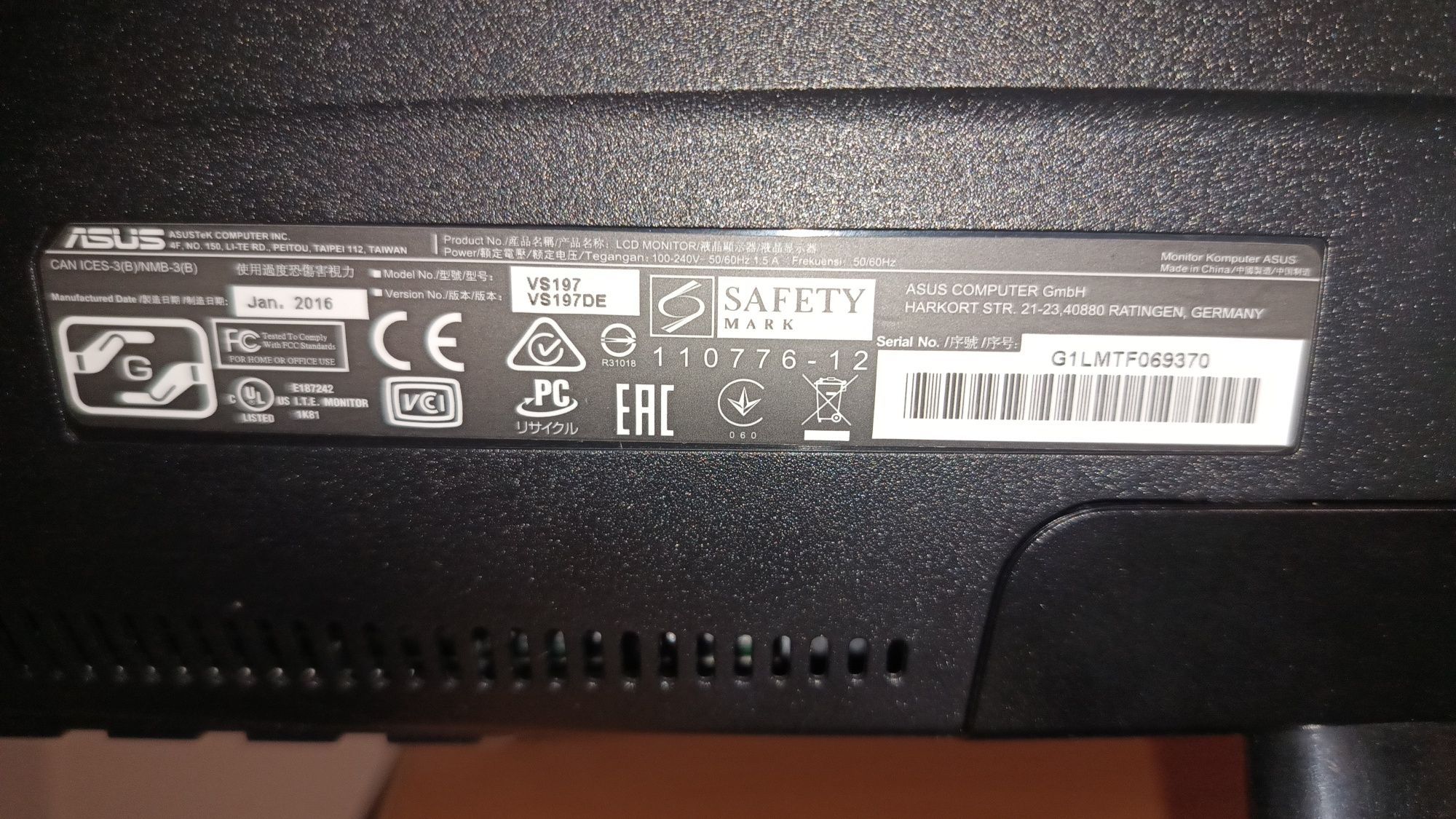Monitor Asus VS197DE