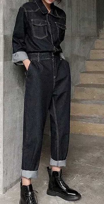 стильный джинсовый комбинезон