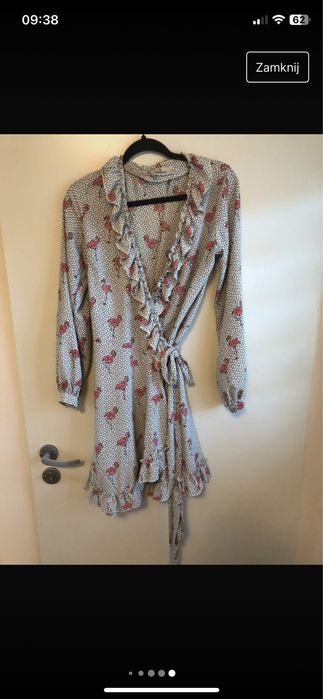 La gabrielle sukienka we flamingi niebieska