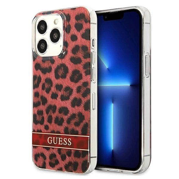Etui Guess Leopard na iPhone 13 Pro / iPhone 13 - czerwone