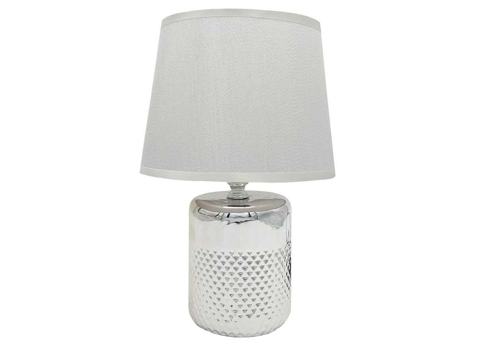 Lampka nocna srebrna mała lampa stołowa dekoracyjna lampka biurkowa