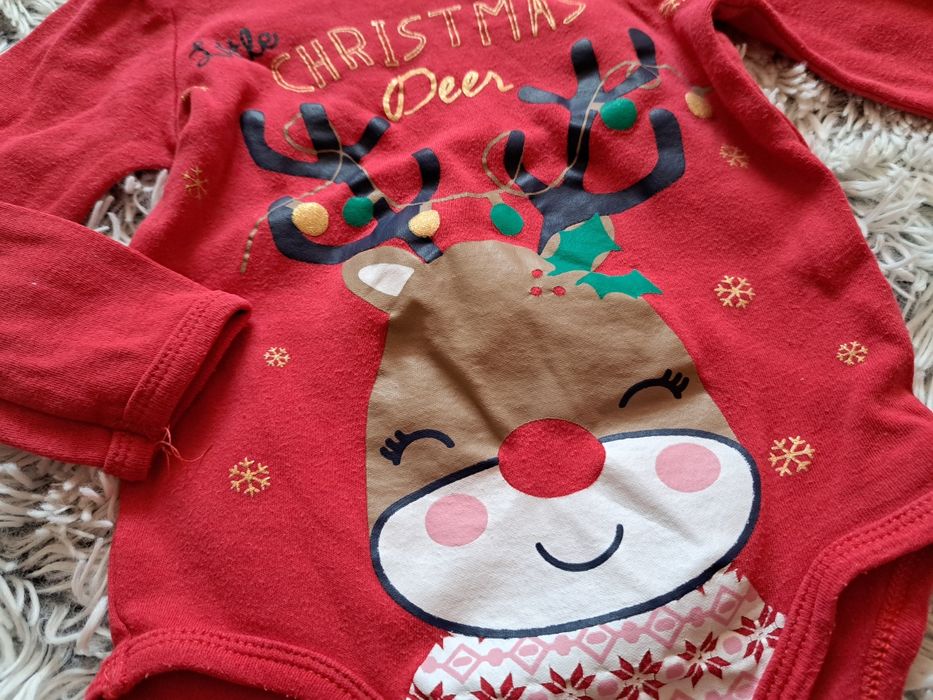 Świąteczne body 86 pepco czerwone renifer