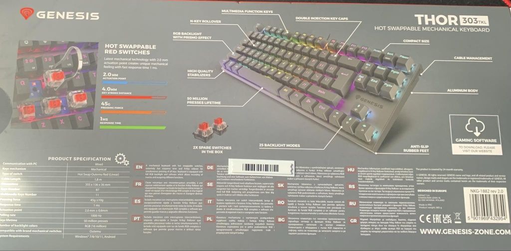 Klawiatura Mechaniczna Genesis Thor 303tkl