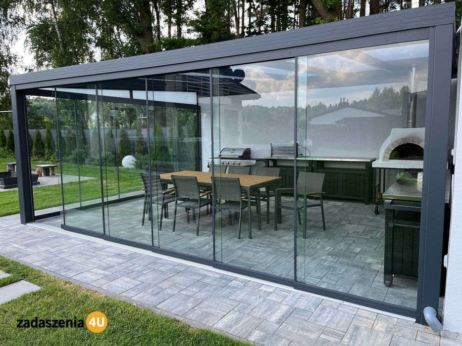 Zadaszenia tarasów, pergole, szklane systemy przesuwne, ogrody zimowe