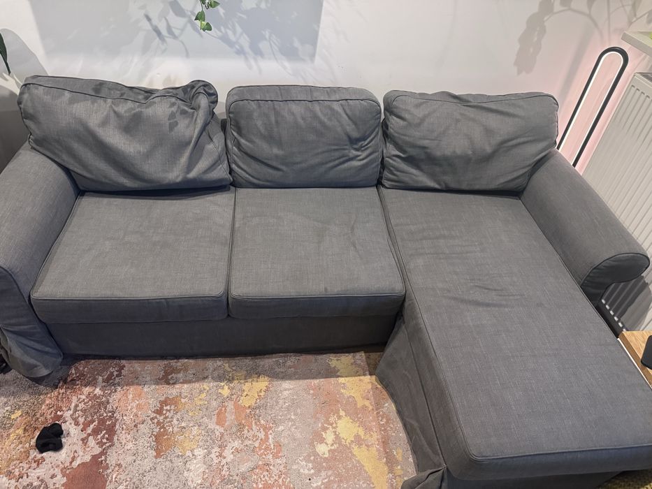 Sofa 3-osobowa z szezlongiem Ektorp Ikea + puf