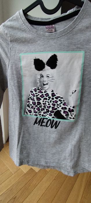 Zestaw koszulek z krótkim rękawem t-shirt paski cekiny królik 134/140