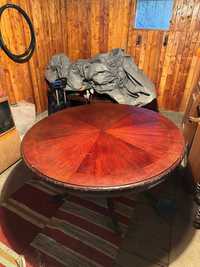 Drewniany, okrągły, rozsuwany stół - antyk