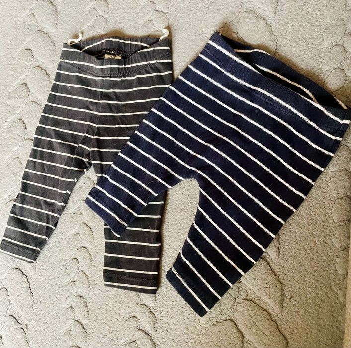 2 pary długich spodenek NEXT +  H&M – do 56 cm, 100% bawełna