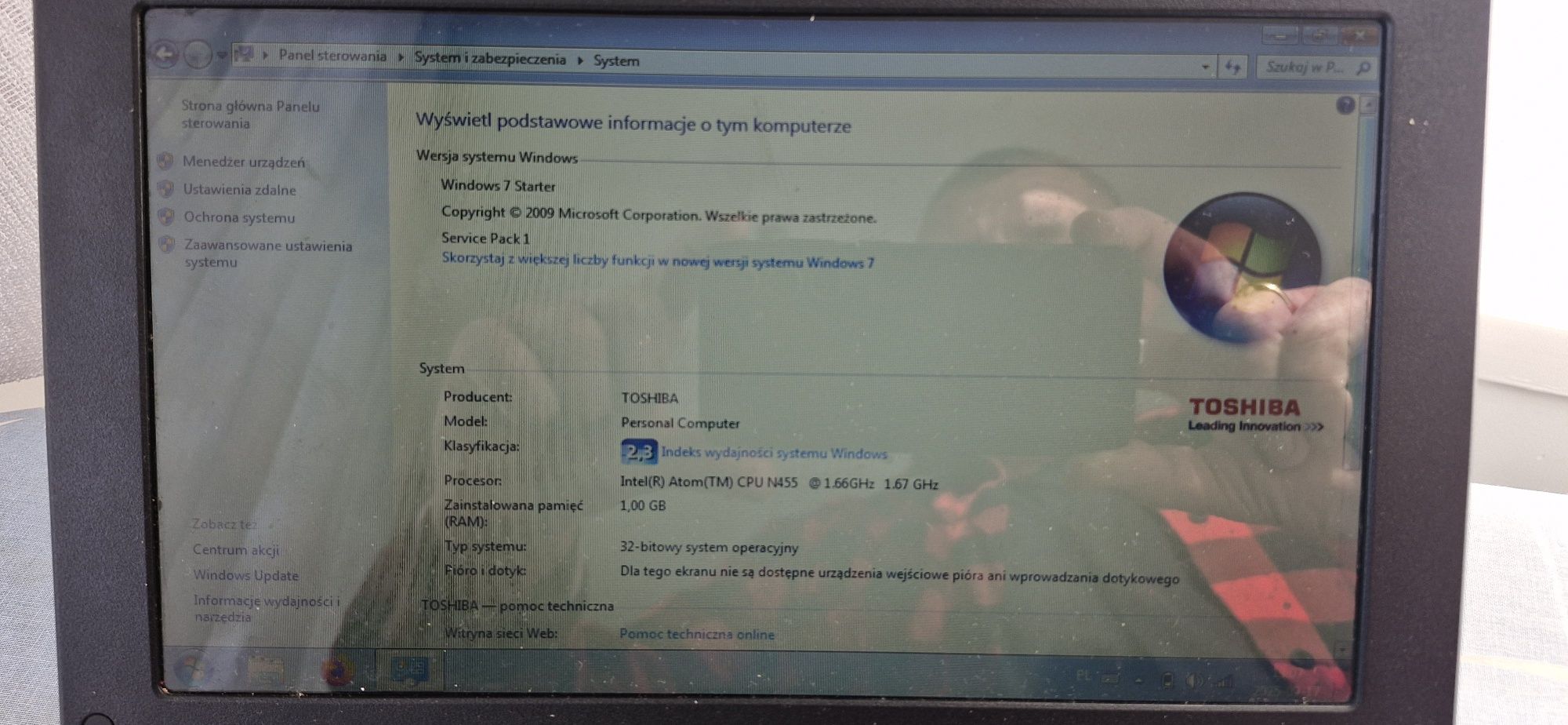 Laptop Toshiba NB 250 używany, sprawny w dobrym stanie  plus torba