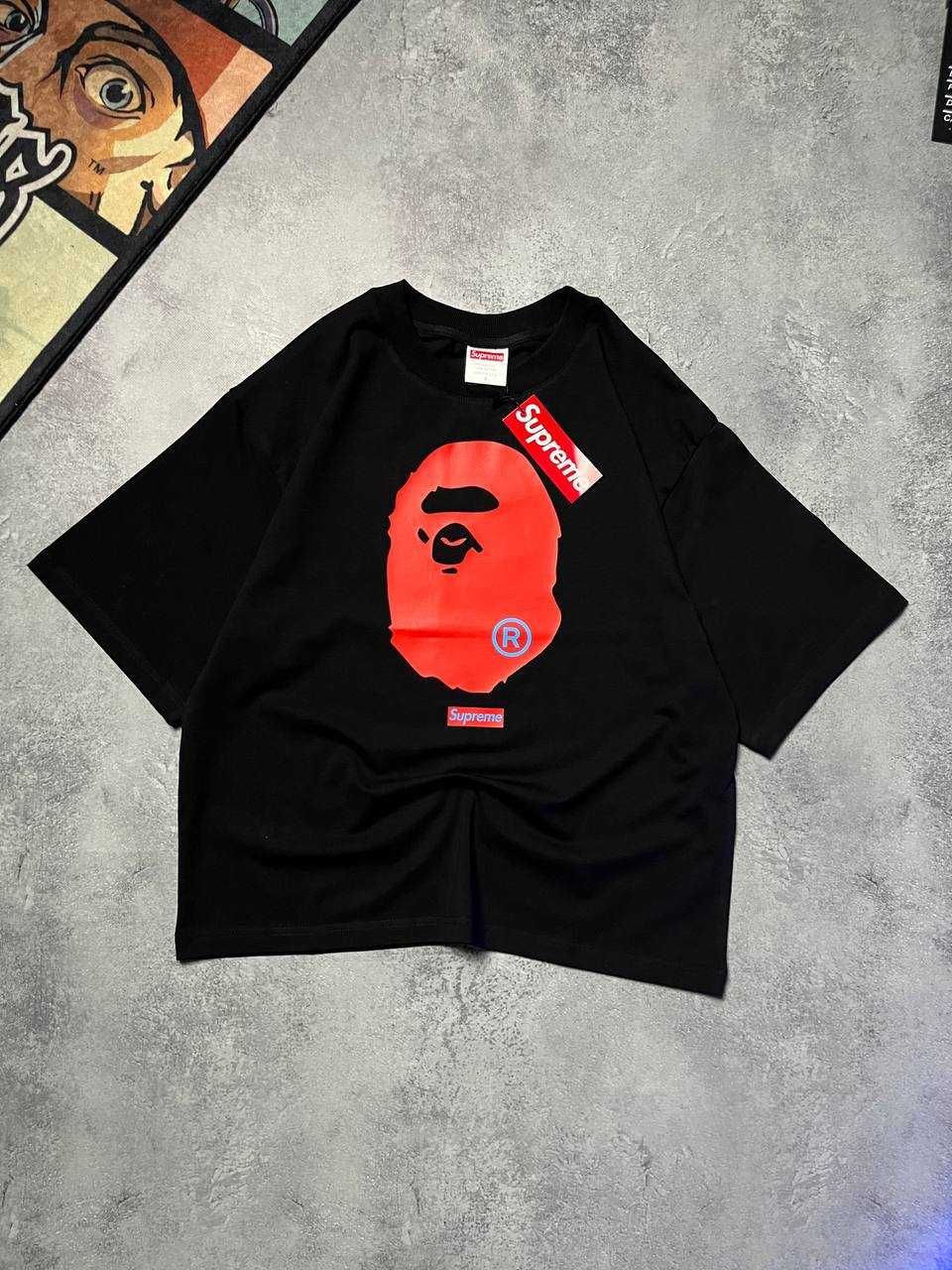 Чорна Футболка Supreme з бірками (Супрім)