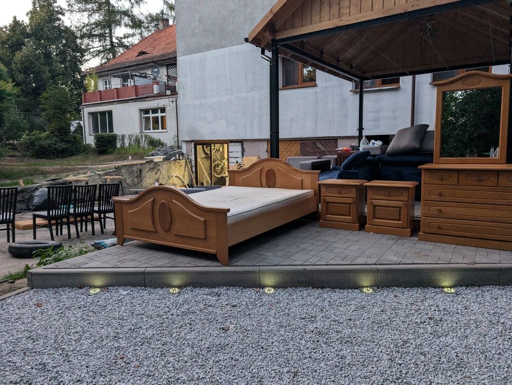 DREWNIANA SYPIALNIA Szafa Komoda Szafki Nocne Łóźko Lustro DOSTAWA