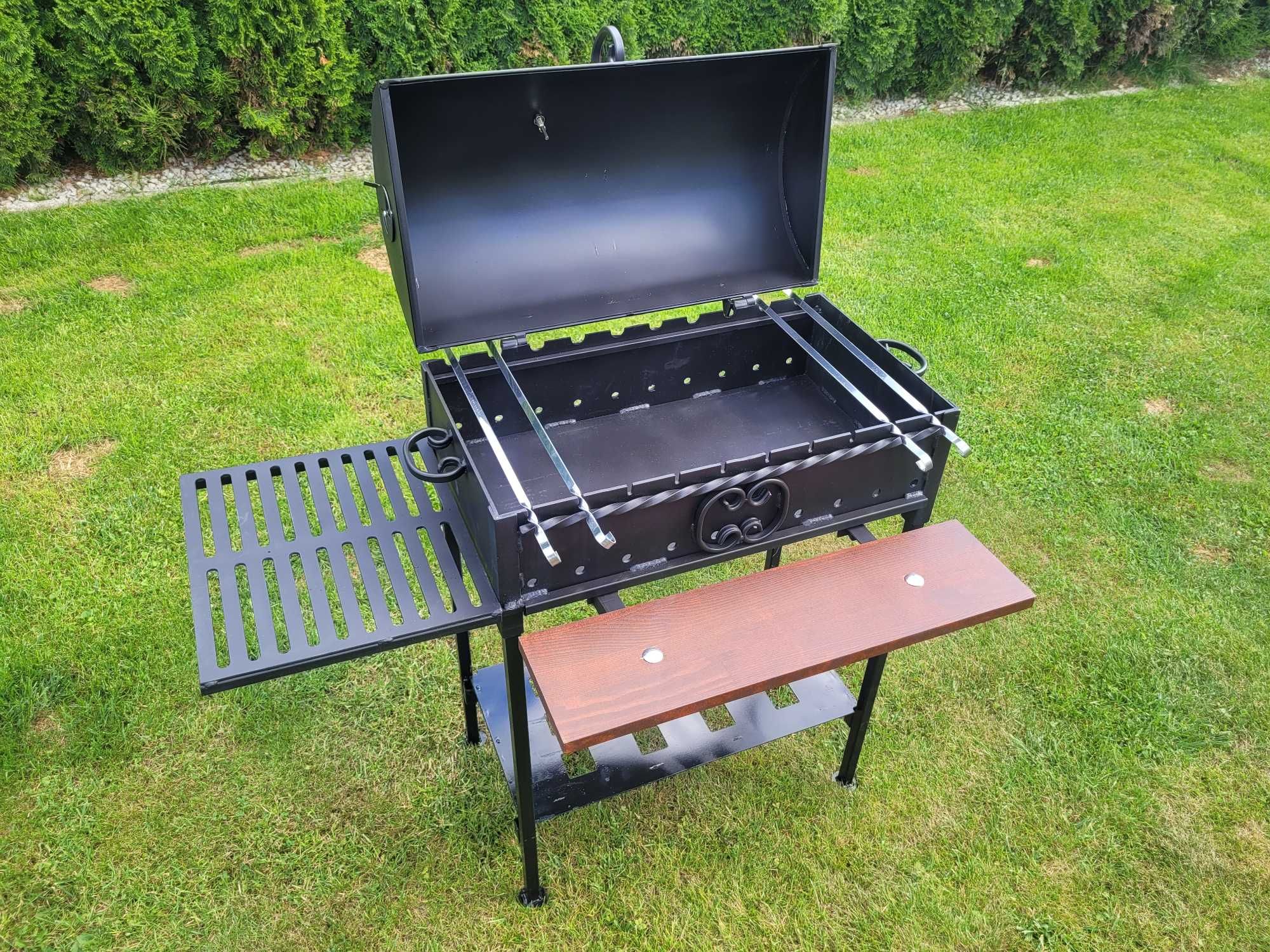 Grill węglowy DUŻY SOLIDNY stal 4mm Palenisko 32x60cm ŚLĄSK
