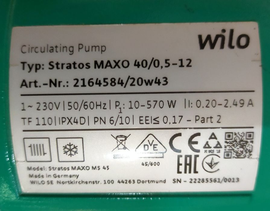 Pompa obiegowa cyrkulacyjna Wilo Stratos Maxo
Wilo Stratos Maxo 40 /