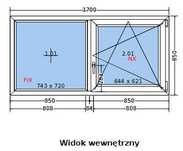 Nowe Okno PCV 180x87cm, kolor złoty dąb