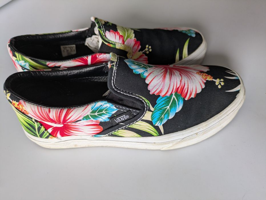 Buty trampki tenisówki wsuwane damskie Vans w kwiaty 36,5 stan bdb+
