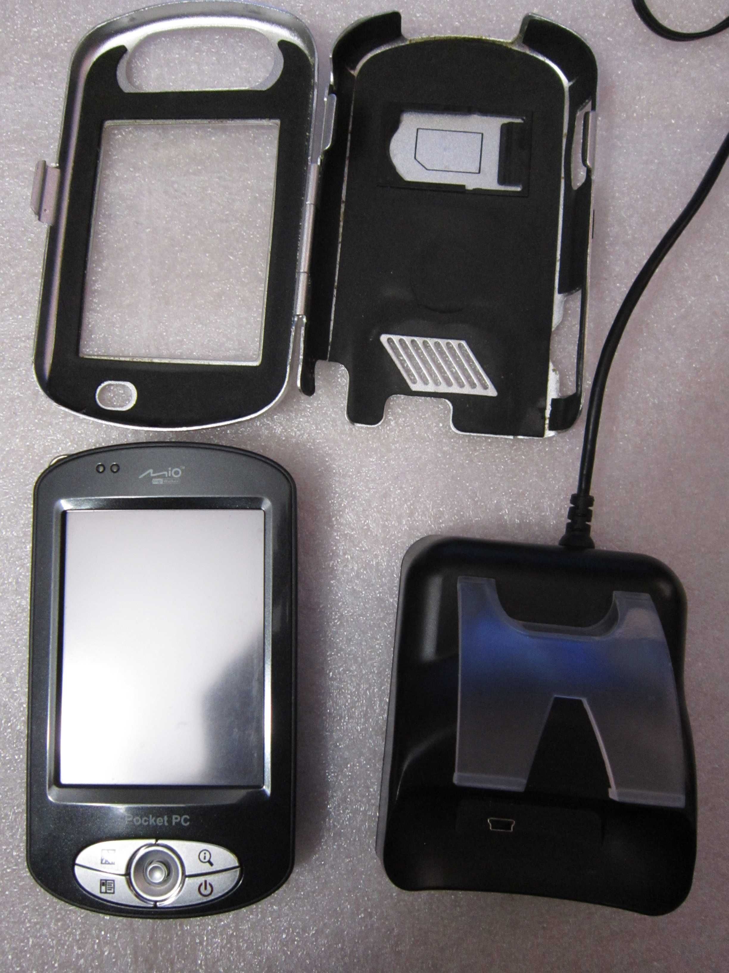 Mio P550 Digi Walker palmtop nawigacja metalowe etui stacja dokująca