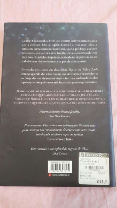 Livro "Vejo-te em todo o lado" Julia Glass