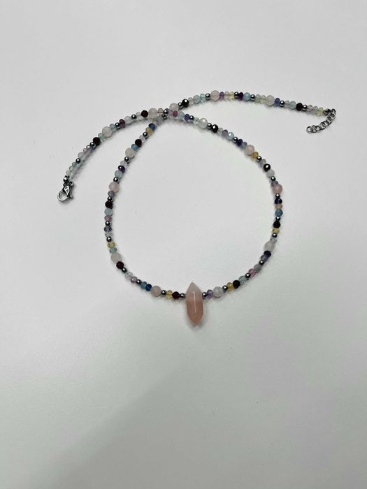 Naszyjnik z kamieni naturalnych kryształ górski srebro