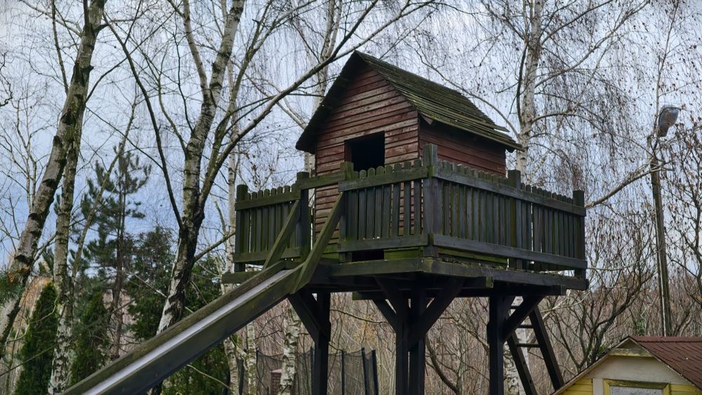 OKAZJA! Masywny DOMEK Premium na Platformie! Zjeżdżalnia Nierdzewna 5m