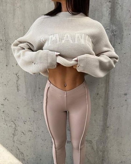 Legginsy LaManuel Baller XS S M beżowe