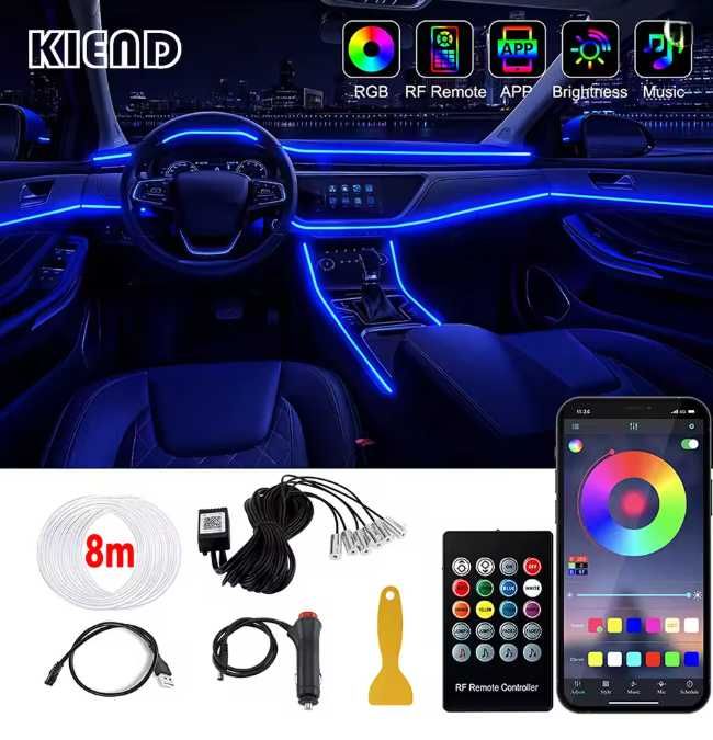 Tiras LED Ambiente para Interior de Carro