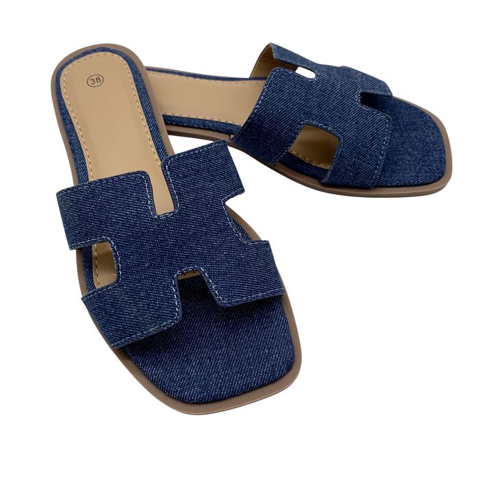 Klapki damskie niebieskie jeansowe Denim 39 płaskie lekkie buty