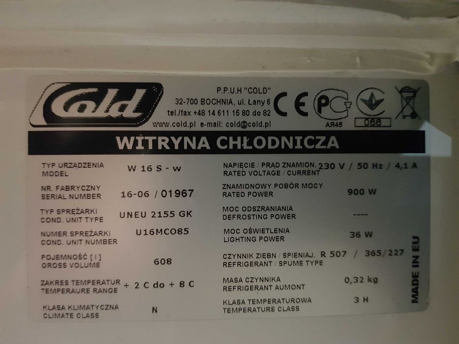 Witryna, Lada chłodnicza Cold W 16 S-w