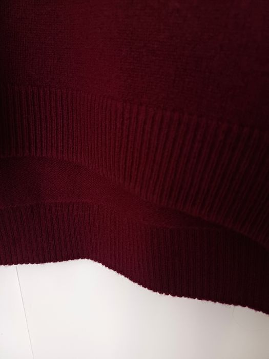Massimo Dutti 100% kaszmir kaszmirowy sweter dekolt V bordowy burgund