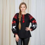 Чорна жіноча вишиванка ластівки розмір 50-52