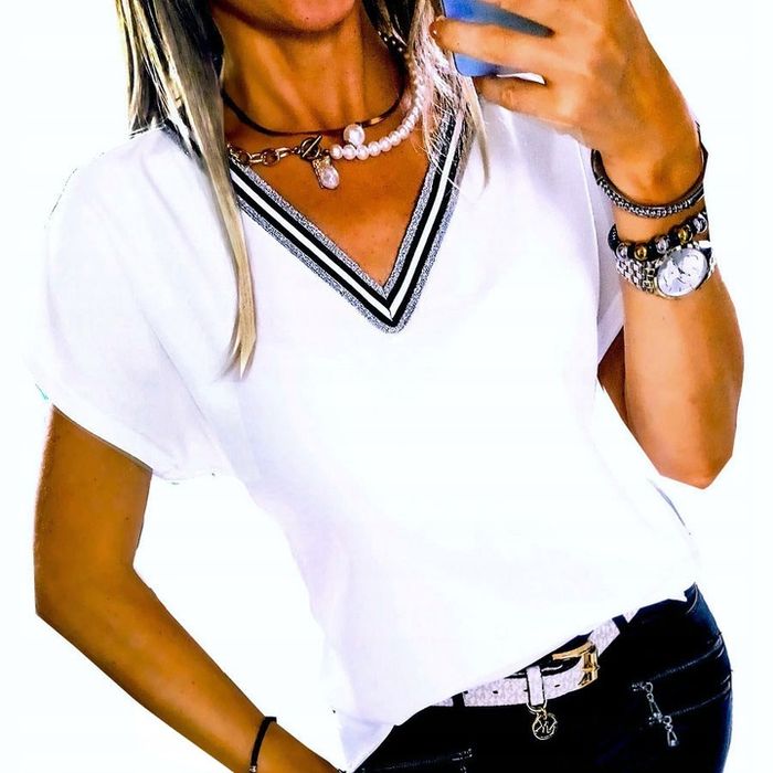 . Biała Bluzka Damska Elegancka Pod Zakiet Klasyczna 40