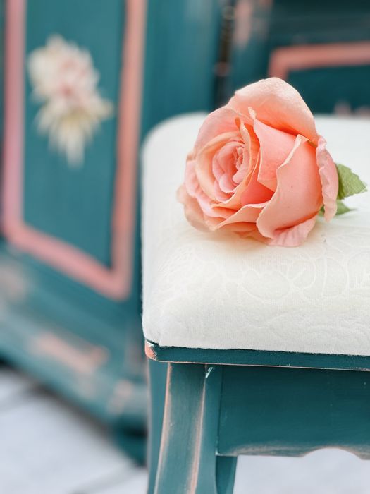 Toaletka z lusterkiem, zielona, GRATIS stołek