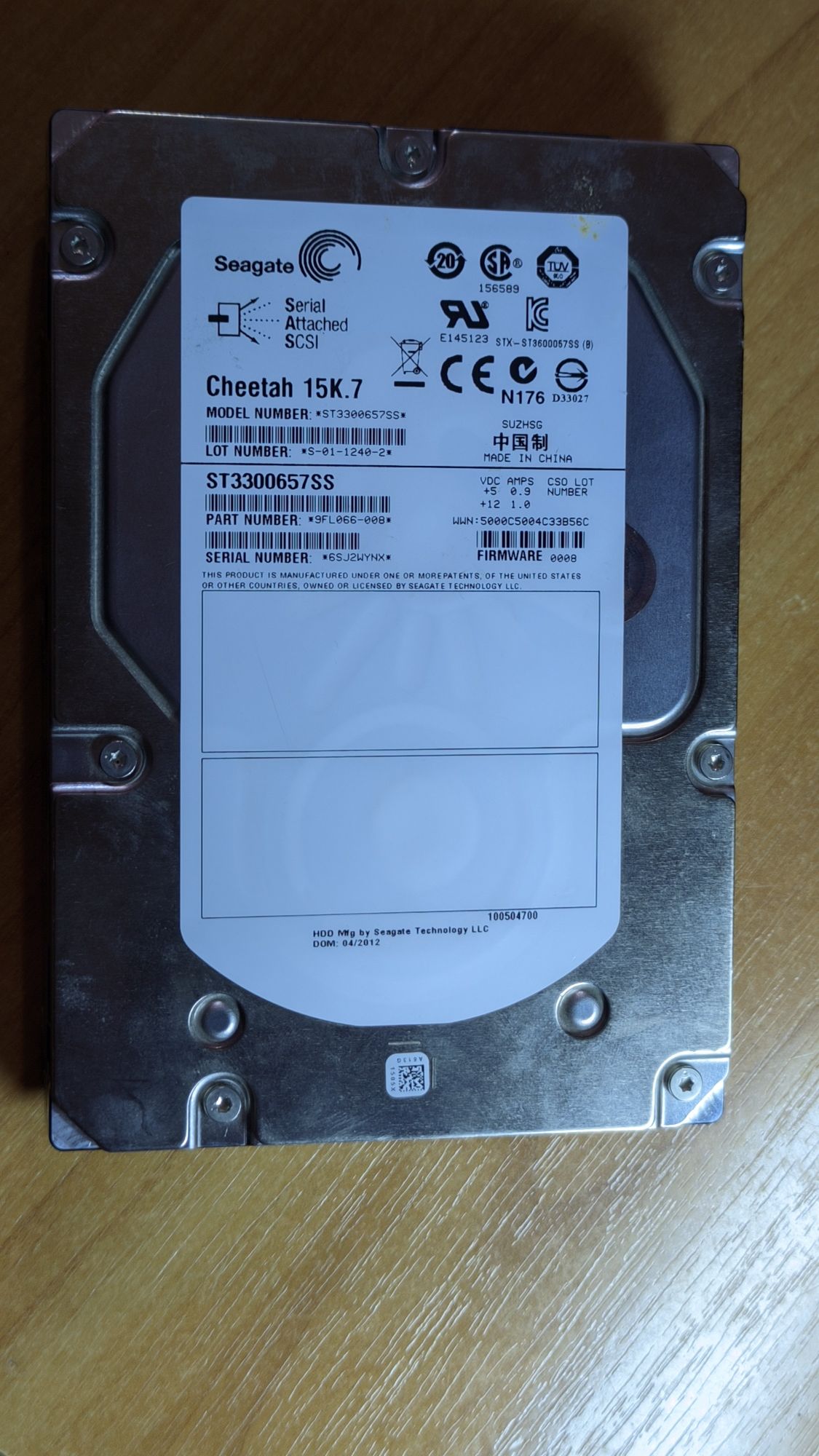 Жесткий диск Seagate 300Gb Cheetah 15K.7 ST3300657SS Серверний