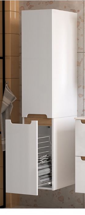 Komplet -szafki wiszące stilla biały lakier z koszem na bieliznę