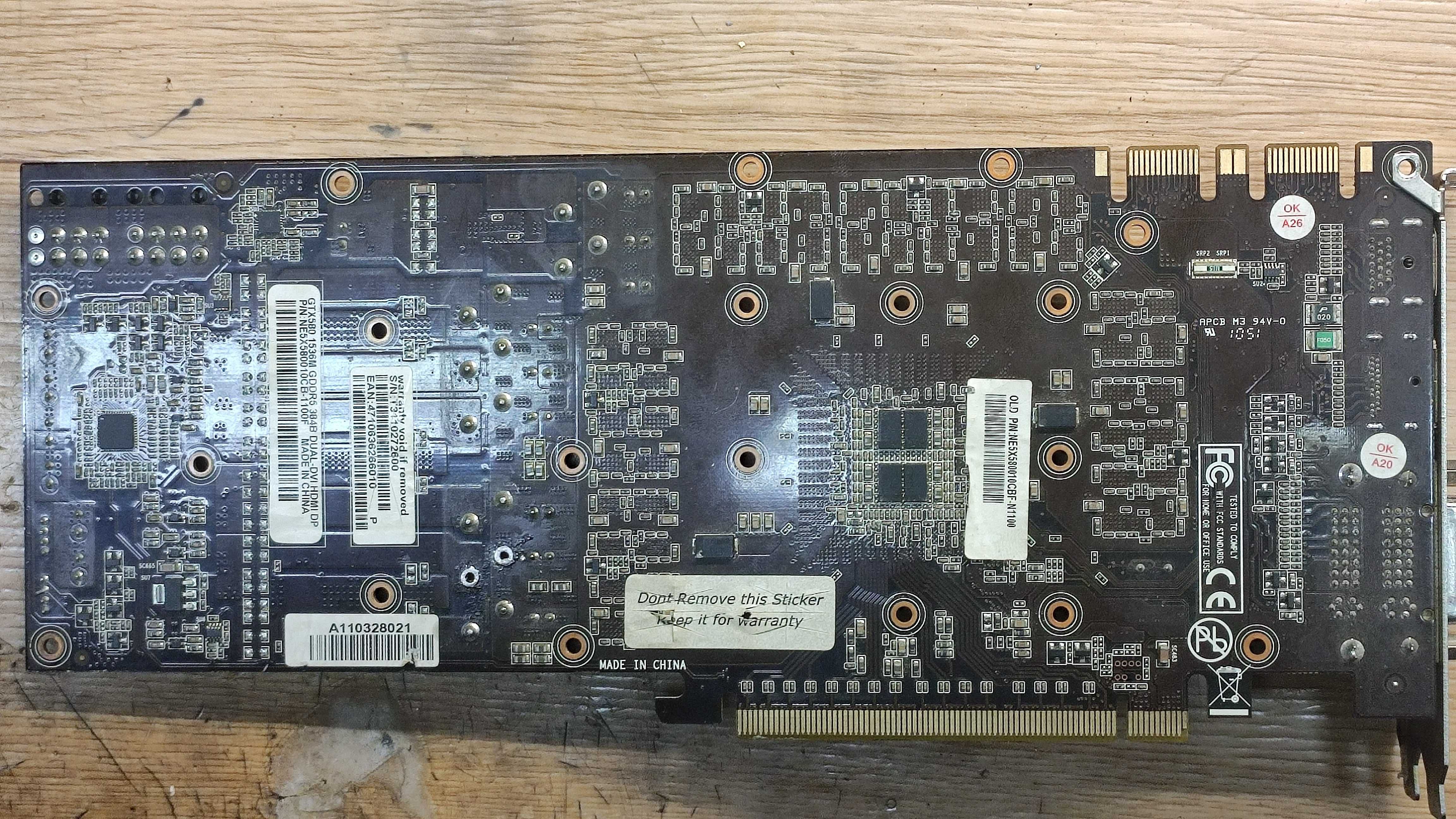 Відеокарта Palit Geforce GTX 580 1536 МБ 384-бит GDDR5 (НЕ ПРАЦЮЮЧА)