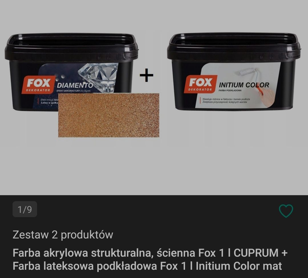 Fox Cuprum strukturalna + Initium szara farba podkładowa